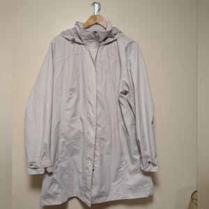 Eddie Bauer Women’s 2XL Waterproof Hooded Jacket | Light Gray Raincoat